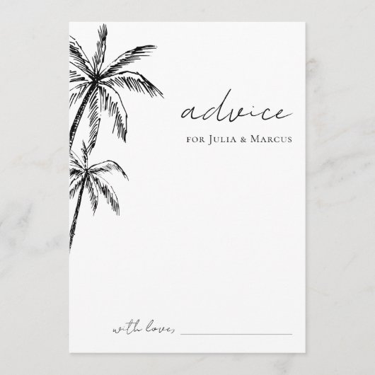 Hand Getekende Palmboom Bestemming Trouwfeest Advieskaart (Voorkant)