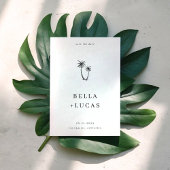 Hand Getekende Palmboom Tropische QR Code Trouwdag Save The Date