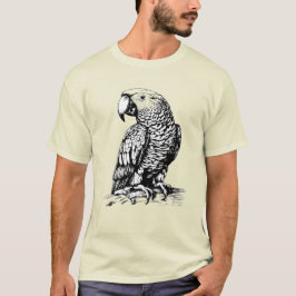 HAND GETEKENDE PAPEGAAI T-SHIRT