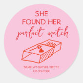 Hand Getekende Perfecte Match Roze & Rode Bachelor Ronde Sticker (Voorkant)