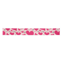 Hand-getekende Pink Heart Love Satin Ribbon Satijnen Lint
