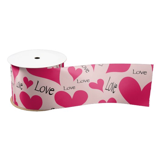 Hand-getekende Pink Heart Love Satin Ribbon Satijnen Lint (Spoel)
