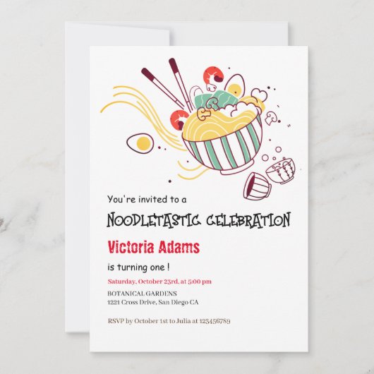 Hand Getekende Pittige Eiernoedel Ramen BBQ Verjaa Kaart (Voorkant)