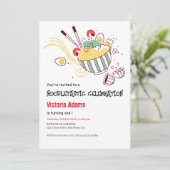 Hand Getekende Pittige Eiernoedel Ramen BBQ Verjaa Kaart (Staand voorkant)