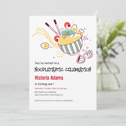 Hand Getekende Pittige Eiernoedel Ramen BBQ Verjaa Kaart (Staand voorkant)