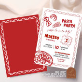 Hand Getekende Rode Pizza Pasta Verjaardagsfeestje Kaart