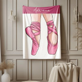 Hand getekende roze balletschoenen fleece deken