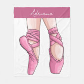 Hand getekende roze balletschoenen fleece deken (Voorkant)