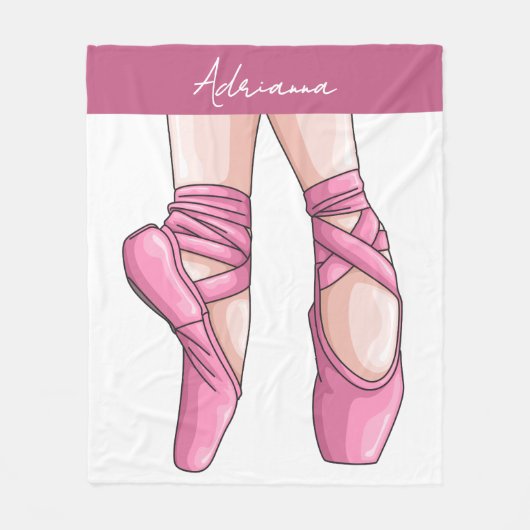 Hand getekende roze balletschoenen fleece deken (Voorkant)