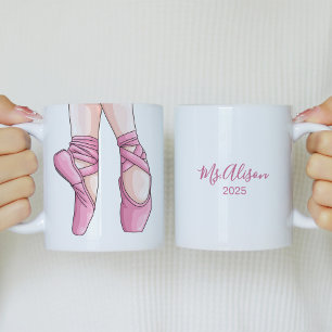 Hand getekende roze balletschoenen koffiemok