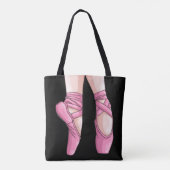 Hand getekende roze balletschoenen tote bag (Achterkant)