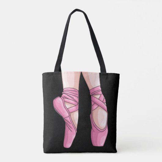 Hand getekende roze balletschoenen tote bag (Achterkant)