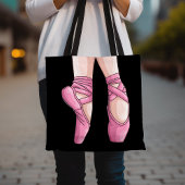 Hand getekende roze balletschoenen tote bag