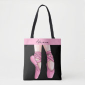 Hand getekende roze balletschoenen tote bag (Voorkant)
