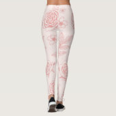 Hand getekende roze bloemen leggings (Achterkant)