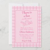 Hand getekende roze broodje in de ovenengel Baby s Kaart (Voorkant)