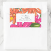 Hand getekende roze Sinaasappels bloemenpatroonlab Rechthoekige Sticker (Tas)