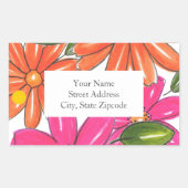 Hand getekende roze Sinaasappels bloemenpatroonlab Rechthoekige Sticker (Voorkant)