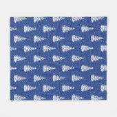 Hand getekende sneeuw bedekte boom patroon indigo fleece deken (Voorkant (Horizontaal))
