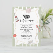 Hand Getekende Vino Before Vows Bruidsfeest Kaart (Staand voorkant)