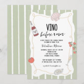 Hand Getekende Vino Before Vows Bruidsfeest Kaart (Voorkant / Achterkant)
