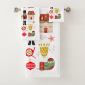  hand getekende volkskunst en notenkrakerspatroon bad handdoek (Insitu)