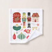  hand getekende volkskunst en notenkrakerspatroon bad handdoek (Wasdoekje)