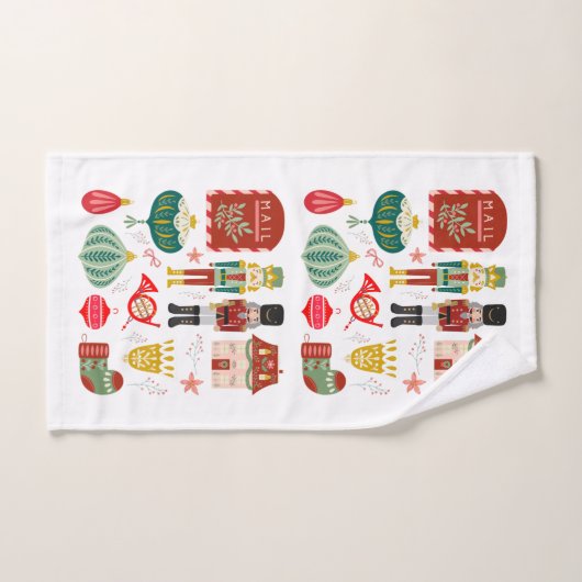  hand getekende volkskunst en notenkrakerspatroon bad handdoek (Handdoek)