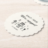 Hand Getekende Vreemde Verlovingsfeest Uitnodiging Kartonnen Onderzetters (Gekanteld)