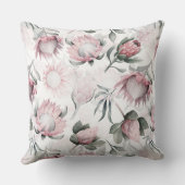 Hand getekende waterverf blos protea bloempatroon kussen (Achterkant)