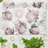 Hand getekende waterverf blos protea bloempatroon theedoek (Gevouwen)