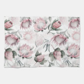 Hand getekende waterverf blos protea bloempatroon theedoek (Horizontaal)