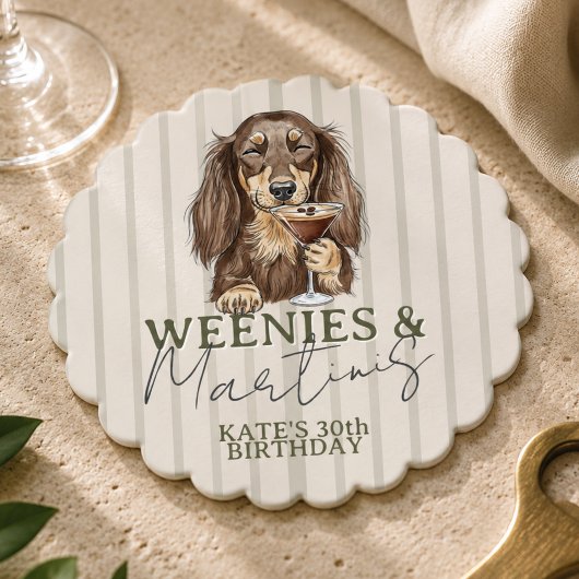 Hand Getekende Weenies en Martinis Das Kartonnen Onderzetters