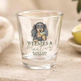 Hand Getekende Weenies en Martinis Das Shot Glas