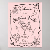 Hand getekende whimisical doodle Christmas Party Poster (Voorkant)