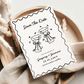 Hand Getekende Whimsical Eigenzinnige Handgeschrev Save The Date