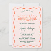 Hand Getekende Whimsical Thee Bruiloft Feest Kaart (Voorkant)