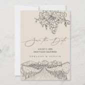 Hand Getekende Wijngaard Californië Napa Bruiloft Save The Date (Voorkant)