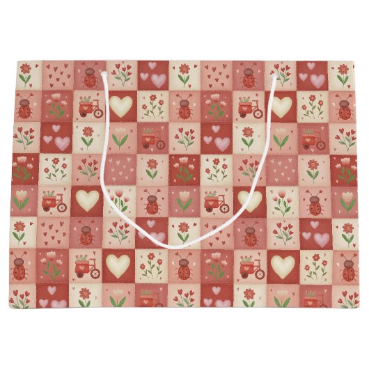 Hand Getekende Zoete Patchwork - Grote Cadeautas (Voorkant)