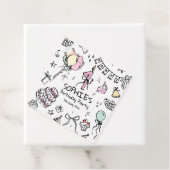 Hand getrokken 1e verjaardag bedankjes labels (In situ)