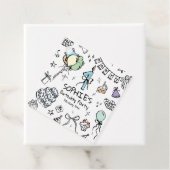 Hand getrokken 1e verjaardag bedankjes labels (In situ)