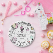 Hand getrokken 1e verjaardag papieren bordje (Feest)