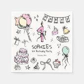 Hand getrokken 1e verjaardag servet (Voorkant)