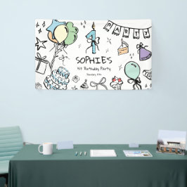 Hand getrokken 1e verjaardag spandoek