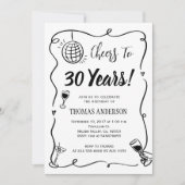 Hand getrokken 30e verjaardag feest vieren kaart (Voorkant)
