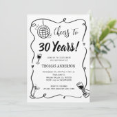 Hand getrokken 30e verjaardag feest vieren kaart (Staand voorkant)
