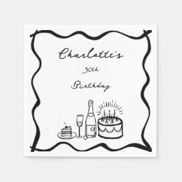 Hand getrokken 30e verjaardag servet