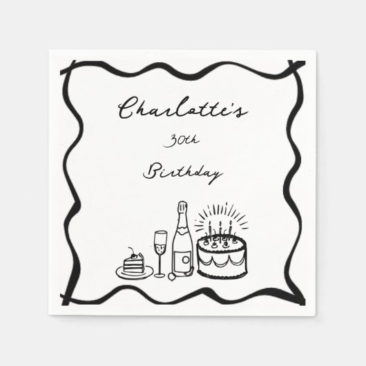 Hand getrokken 30e verjaardag servet (Voorkant)