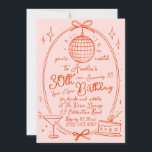 Hand getrokken 30e verjaardag uitnodigen Disco Kaart<br><div class="desc">Vier je 30ste verjaardag in stijl met deze chique Pink Disco Ball Invitation. Met een speels disco bal ontwerp, martini glas en cake illustraties op een levendige roze achtergrond, is deze aanpasbare uitnodiging perfect voor een leuke en feestelijke viering. Personaliseer de tekst eenvoudig om uw feestdetails op te nemen en...</div>