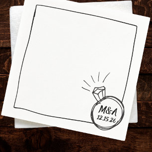 Hand getrokken aangepaste diamanten ring verloving servet